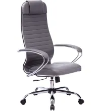 Эргономичное кресло руководителя Метта комплект 6 серая перфорированная кожа