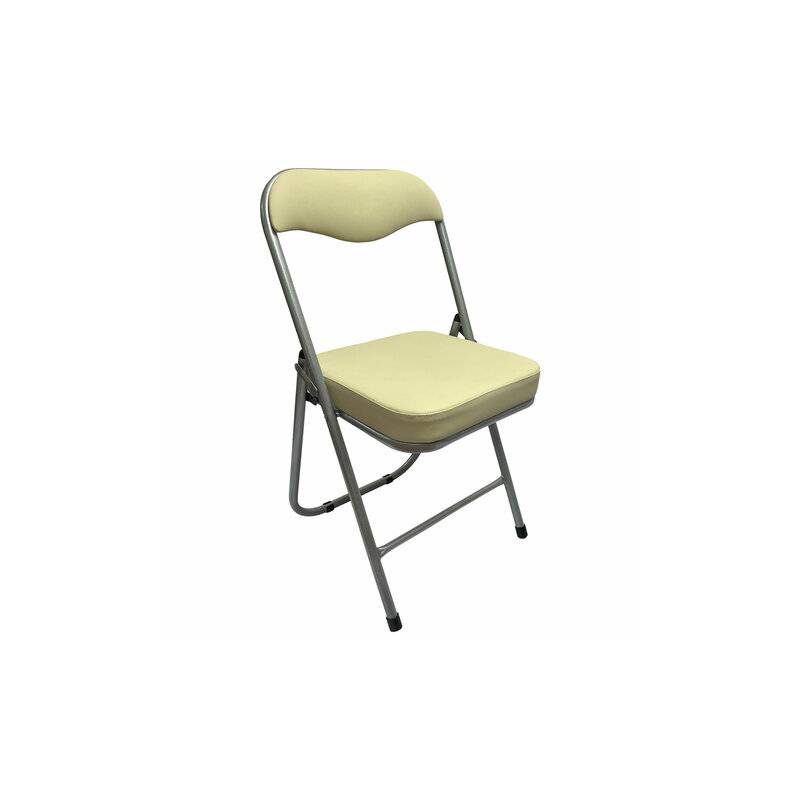 Стул складной для дома и офиса РС04К комфорт, серебристый каркас, кожзам бежевый главное фото